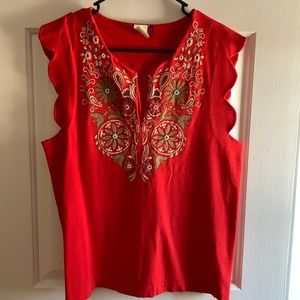 Anthro embroidered bead top